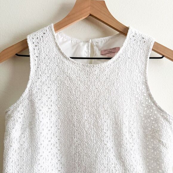 St. Tropez West White Eyelet Shell Size 6 - Picture 2 of 5